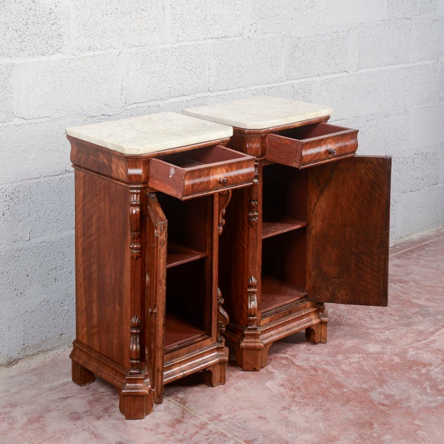 Antique Carved Bedside Tables, 1800s, Set of 2 For Sale - Image 3 of 13