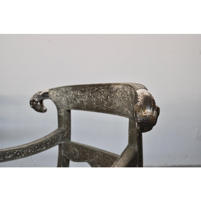 Gray Vintage Silver Foil Armchairs, Set of 3 For Sale - Image 8 of 13