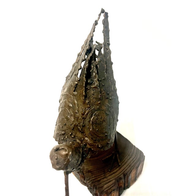 1970s William Bowie Attributed Brutalist Bronze Welded Sandpiper Sculpture 1970 For Sale - Image 5 of 6