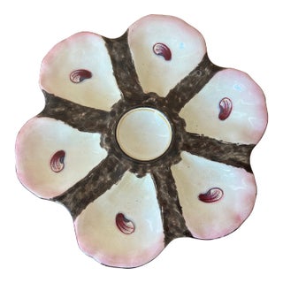 Early 1900s Pink French Oyster Plate For Sale