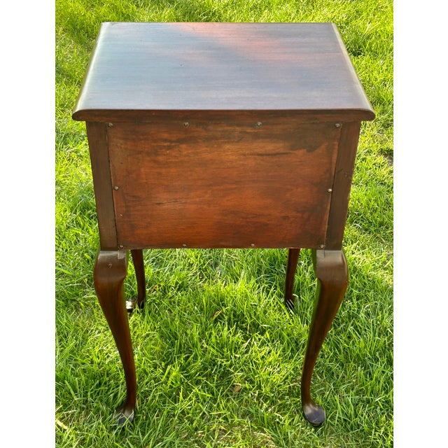 Mahogany Nightstand End Side Table Queen Anne 2 Drawer Vintage For Sale - Image 13 of 13