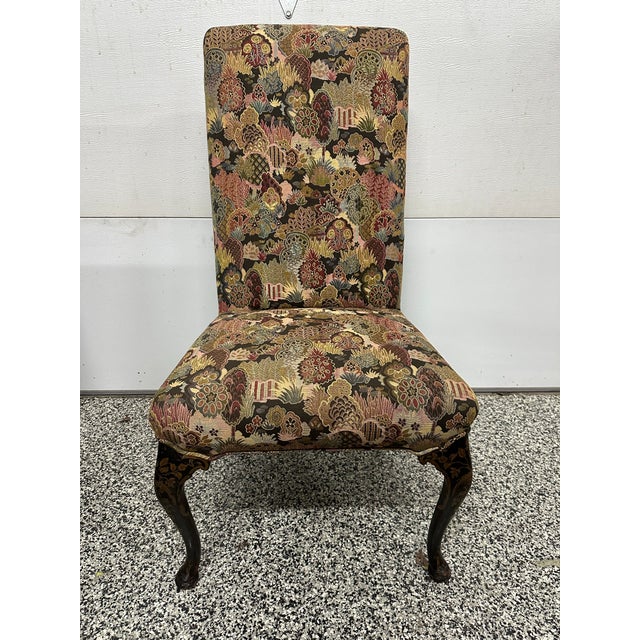 Black Vintage Chinoiserie Tapestry Chair For Sale - Image 8 of 8
