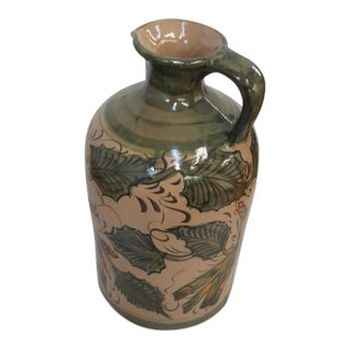 Sarreid Leaves and Asparagus Ceramic Painted Pitcher For Sale