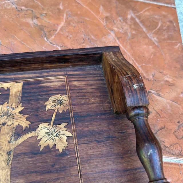 1970s Wooden Carved and Painted Tray For Sale - Image 10 of 11