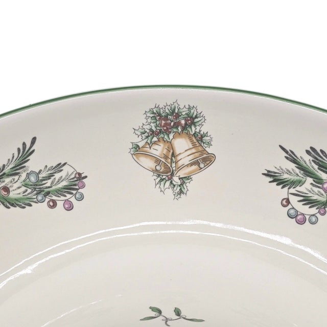 Mid 20th Century Spode Christmas Tree Garland 14.125-Inch Chip & Dip Server With Box For Sale - Image 5 of 9