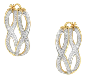 10K Yellow and White Gold 1/4 cttw Diamond Double Infinity Hoop Earrings (I-J Clarity, I1-I2 Color)
