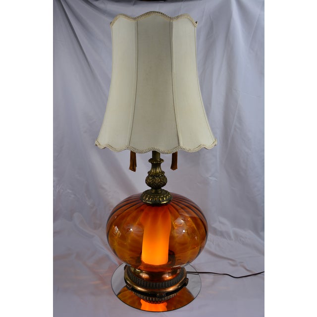 This vintage 1970s Ef & Ef Industries lamp is a push button bottom light and beautiful pull chords for both lights at the...