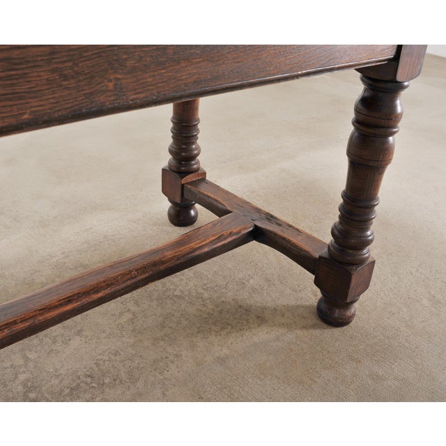 Country French Oak Parquetry-Top Farmhouse Dining Table 8 Ft For Sale - Image 16 of 18