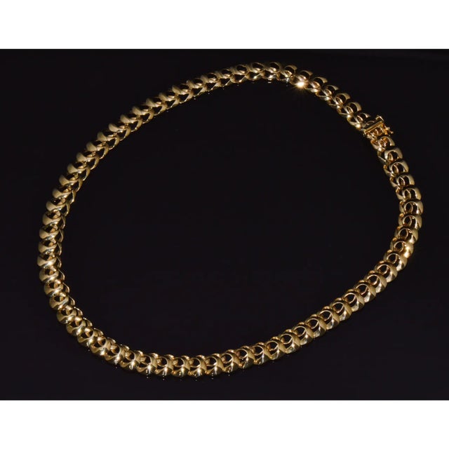 Early 21st Century Vintage Rasner Italian 14k Solid Gold Swirl Links Chain Collar Stacking Necklace For Sale - Image 5 of 11