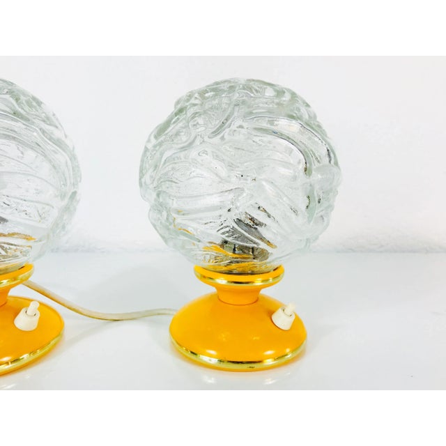 Vintage Glass Table Lamps, 1970s, Set of 2, in Very Good conditions. Designed 1970 to 1979 European Plug (up to 250V).The...