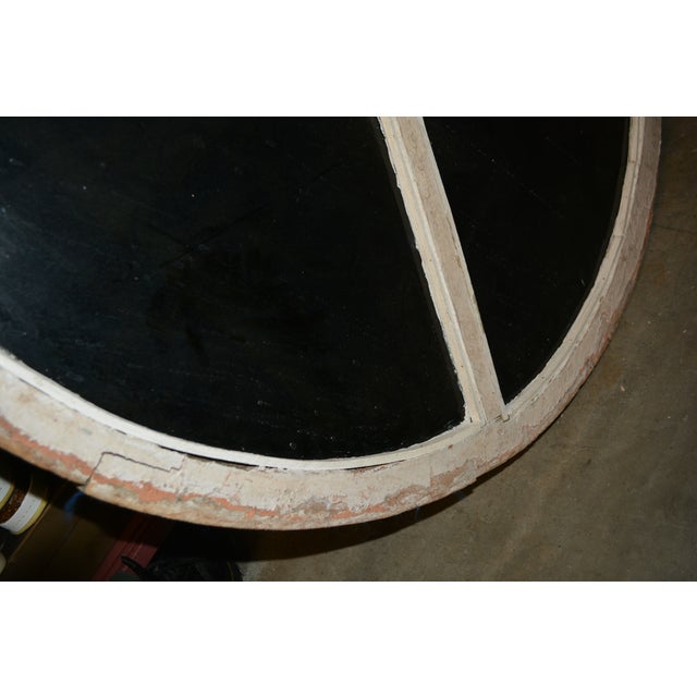 Vintage European Wooden Round Tinted Glass Rose Window With Iron Scrolled Inserts For Sale - Image 16 of 18