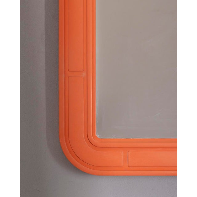 Rectangular orange plastic wall mirror, designed by Carrara Matta, 1970s. This piece has an attribution mark, I am sure...