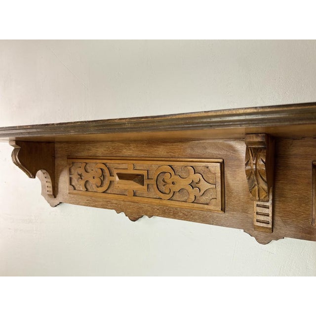 Wood Antique Art Nouveau Wall Shelf in Carved Hard Wood, 1900s For Sale - Image 7 of 17