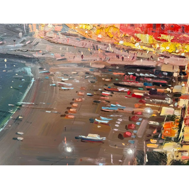 Modern Late 20th Century View of Positano Amalfi Coast Italy Oil on Canvas by Alfredo Grimaldi For Sale - Image 3 of 8