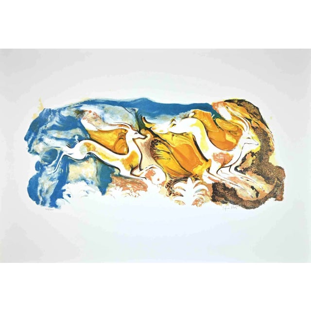Deers is an original Lithograph realized by Orfeo Vitali in the 1970. Hand-signed. Numbered. Edition of /100. The artwork...