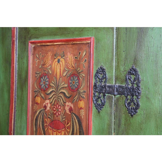 Czech Baroque Wardrobe in Painted Spruce, 1800s For Sale - Image 5 of 18