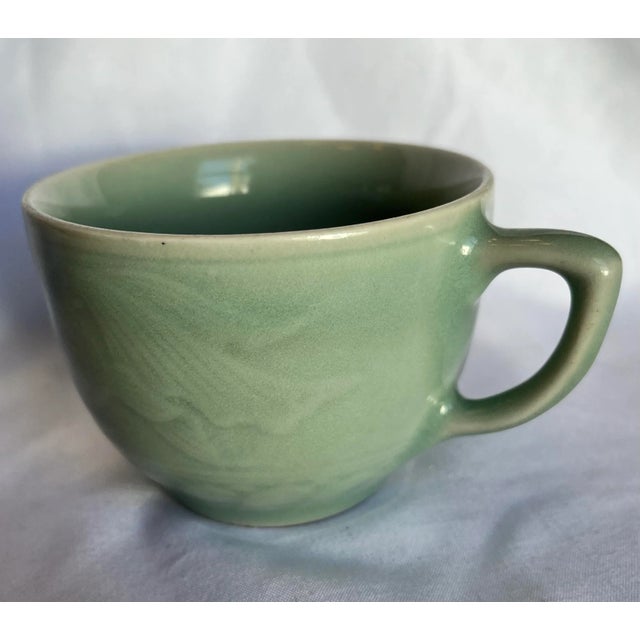Vintage Celadon Longquan Koi Cup & Saucer Set- 2 Pieces For Sale - Image 4 of 8