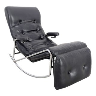 Rocking Chair in Leather from Maison Lama For Sale