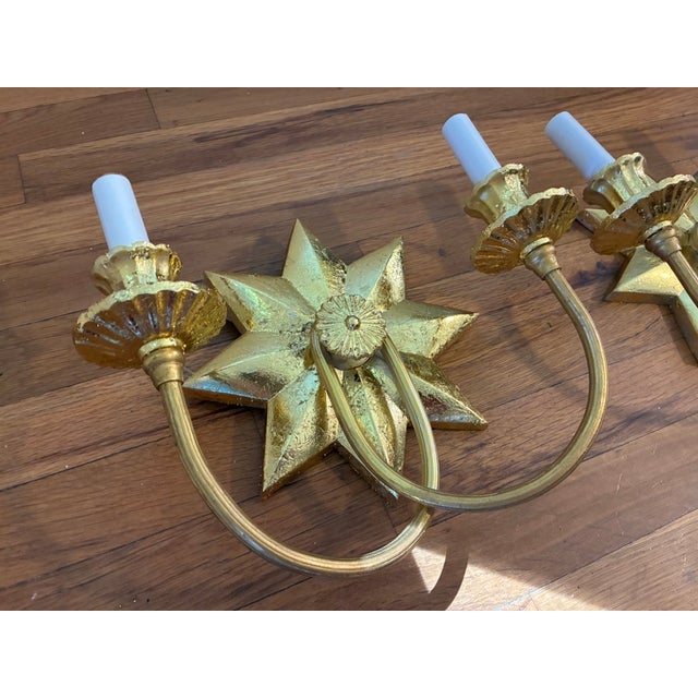 Visual Comfort Visual Comfort Gilded Starburst Two-Light Wall Sconces - a Pair For Sale - Image 4 of 5