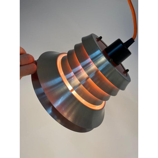 Silver-Orange Pendant Lamp by Carl Thore for Granhaga For Sale - Image 4 of 11