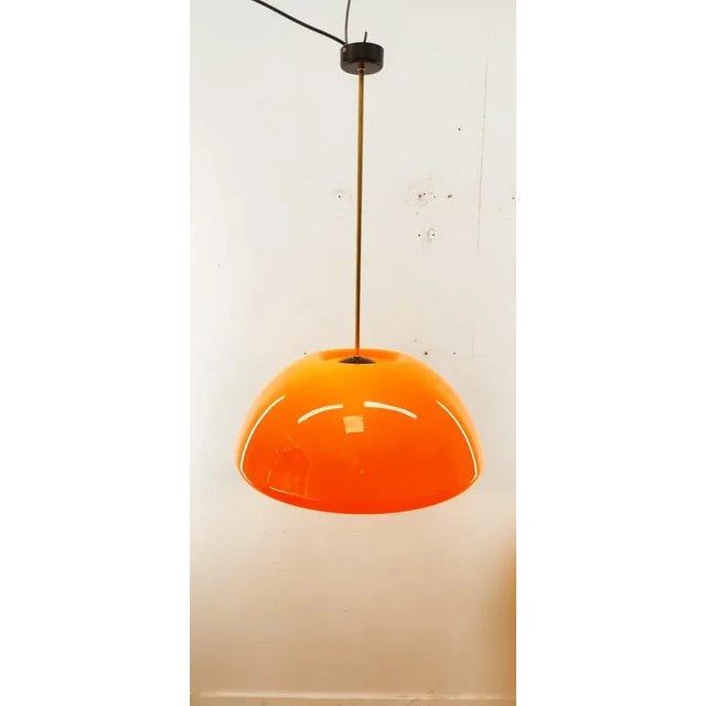 Metal Vintage Orange Polycarbonate Pendant For Sale - Image 7 of 7