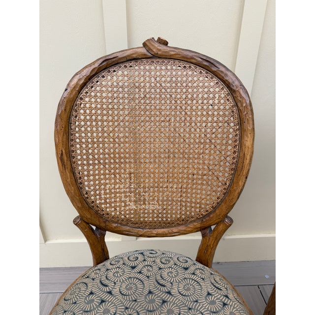 1980s Set of 4 Vintage Faux Bois Dining Chairs With Cane Back For Sale - Image 5 of 18