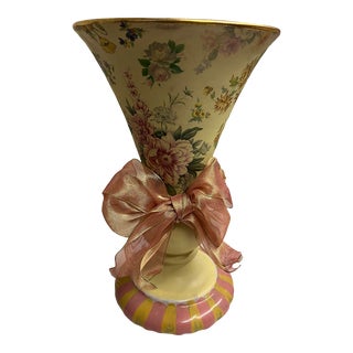 Mackenzie-Childs Ceramic Yellow Floral Vase For Sale