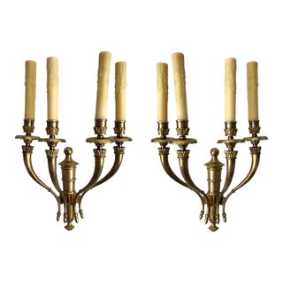 Early 20th Century Brass Sconces - a Pair For Sale