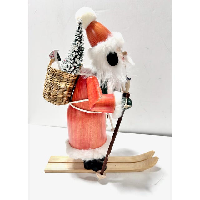 Christian Ulbricht German Santa Nutcracker on Skis - Erzgebirge Hand Carved Wooden Smoker - Vintage Alpine Holiday Decor For Sale - Image 12 of 13