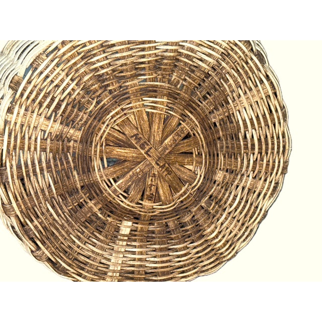 Wood French Market Vintage Hand Woven Basket For Sale - Image 7 of 12