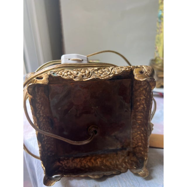 Pair Early 20th Century Chinese Yellow Enameled Porcelain Vases Mounted as Lamps, Brass Mounts For Sale - Image 10 of 13