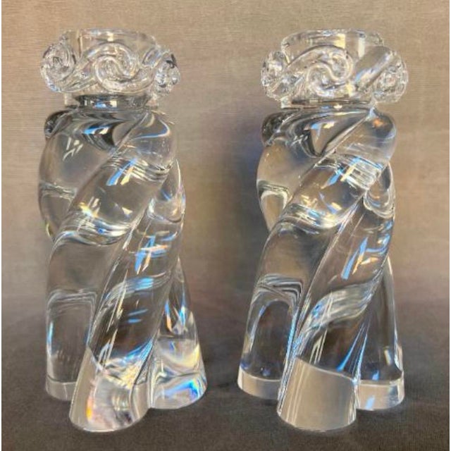 French Twisted Crystal Aladin Candlesticks from Baccarat, 1987, Set of 2 For Sale - Image 9 of 10