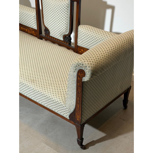 Edwardian Mahogany Settee, France For Sale - Image 9 of 11