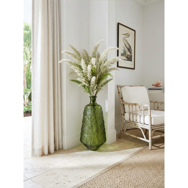 Vintage-Inspired Olive Green Textured Glass Bottle Floor Vase For Sale - Image 11 of 12
