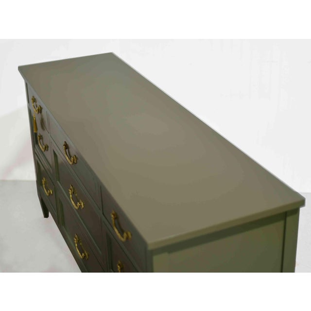Wood Mid Century Traditional Dresser Sideboard by Mount Airy in Green - Newly Painted For Sale - Image 7 of 13