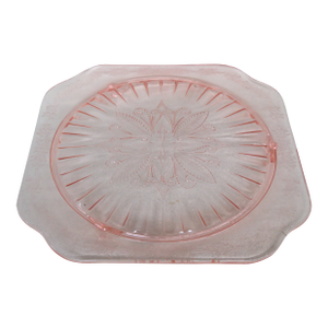 Jeannette Glass Adam Pink Depression Glass Footed Cake Plate 4376b