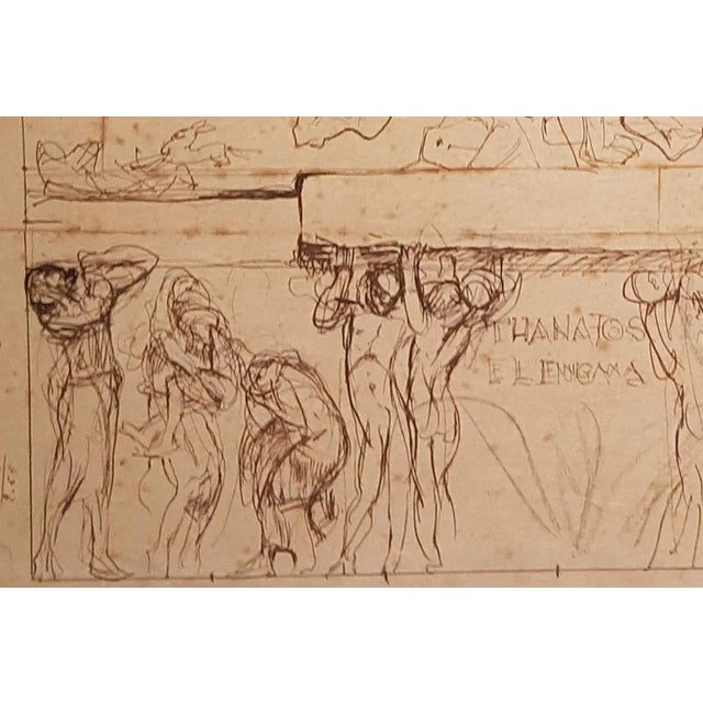Sketch for the Parliament Hall “Thanatos and the Enigma” - 1900s - Drawing 1908 For Sale - Image 3 of 5