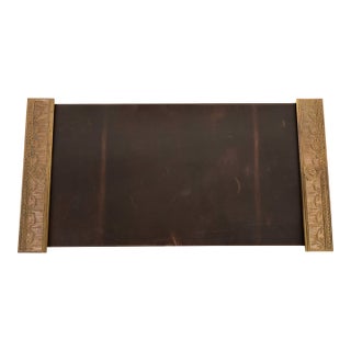 Tiffany Studios New York Adam Pattern Bronze Doré Blotter Ends With Leather Desk Blotter For Sale