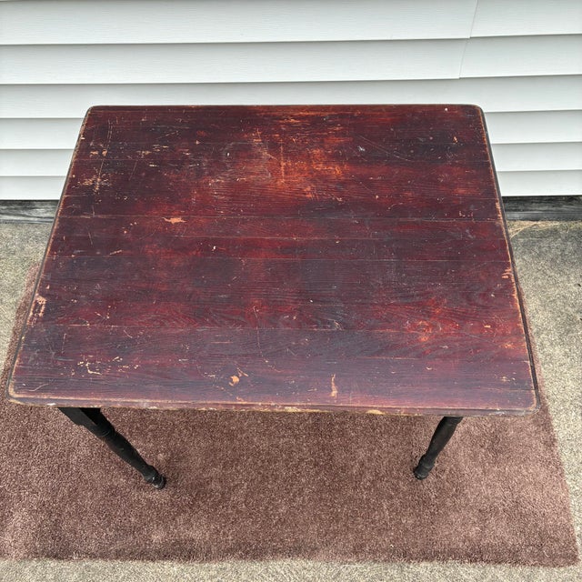 Wood Antique American Wooden Folding Sewing Table For Sale - Image 7 of 12