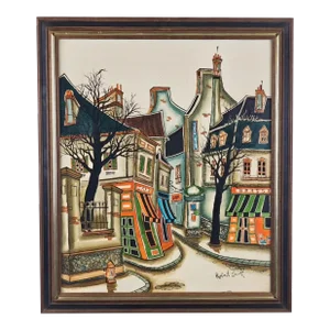 1970s Original Mid Century Oil Painting by Robert Scott, Framed