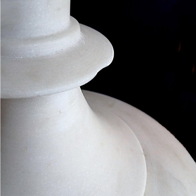 Hand-Carved White Marble Vase, 28 Inches Tall, Late 20th Century For Sale - Image 16 of 16