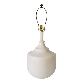 Jacques Grange Style Flat White Glazed Table Lamp. For Sale