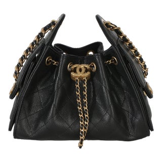 26P Black Quilted Caviar Mini Chanel 25 Hobo Handbag For Sale