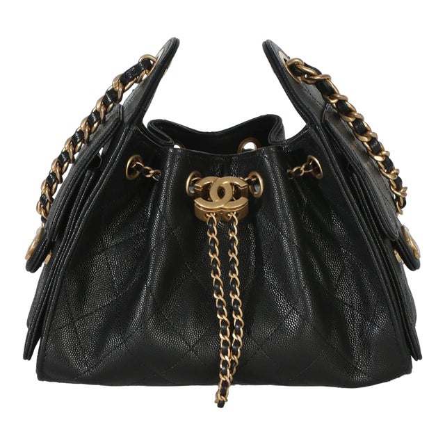26P Black Quilted Caviar Mini Chanel 25 Hobo Handbag For Sale
