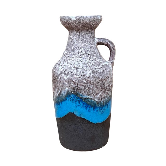 Greige Ceramic Vase With Handle, Fat Lava, Strehla Keramik, Germany, 1970s. For Sale - Image 8 of 10
