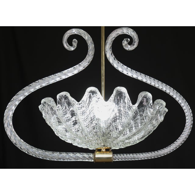 Transparent Charming Art Deco Pendant Chandelier by Ercole Barovier, 1940s For Sale - Image 8 of 14