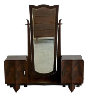 1940s Art Deco Ash Burl Veneer Vanity
