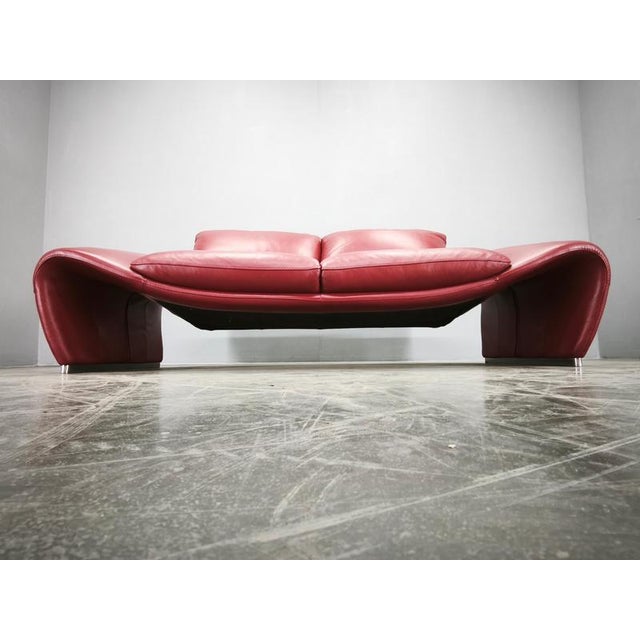 Italian Red Leather Sofa by Divanotti, Postmodern, 1990s For Sale - Image 15 of 18