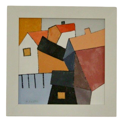 Thomas Eborn, No. 10 Hus III, 1960s, Oil on Panel, Framed For Sale