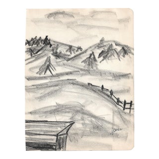 1950s Landscape Drawing by Virginia Spencer For Sale